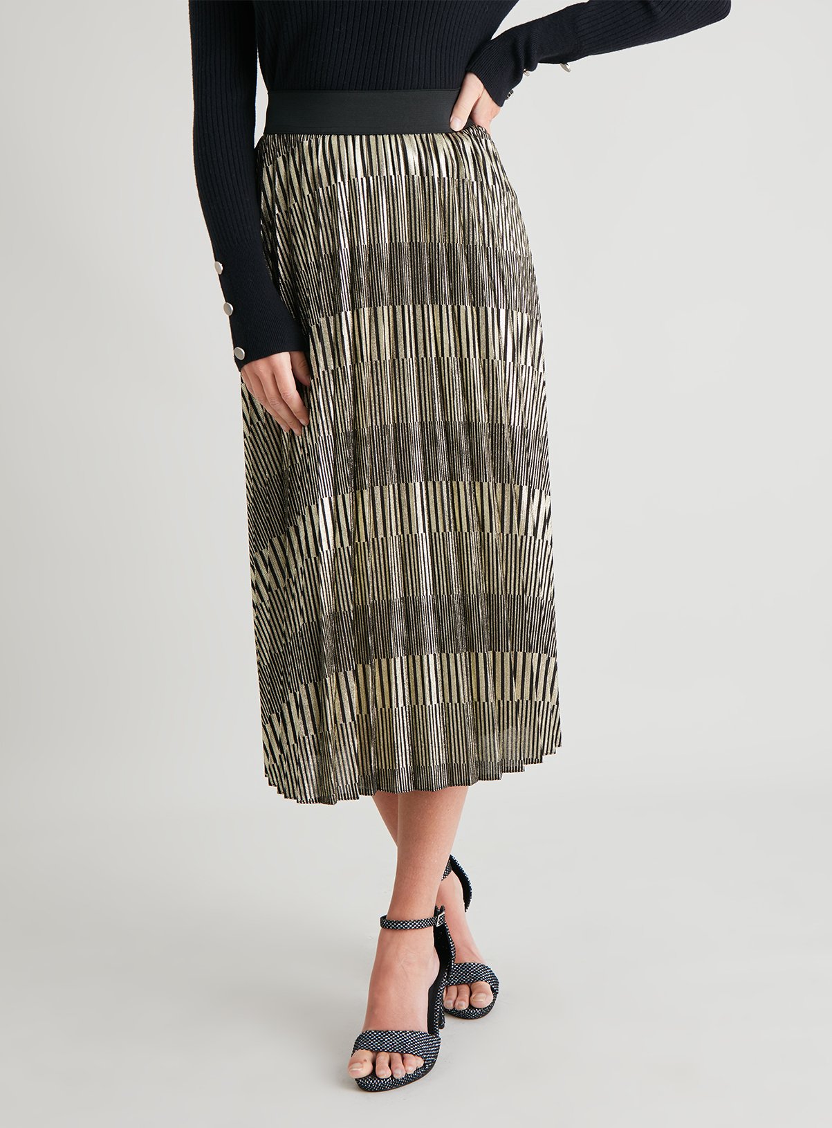 gold pleated skirt tesco